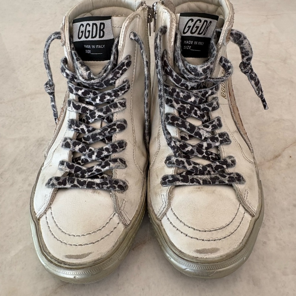 Golden Goose White and Gray Sneakers